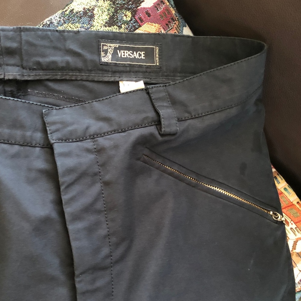Versace Men's Dark Navy Zip-Pocket jeans